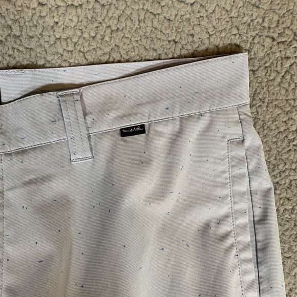 S Travis Mathew Golf Shorts Blue Speckle Flat Poly Cotton Spandex Mens‎ Size 36 - Picture 2 of 6